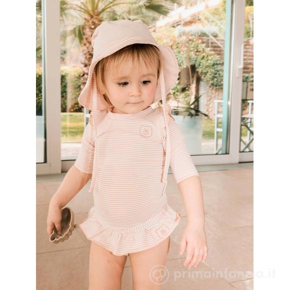 Costume Da Bagno UV50+ Bimba Pink Stripes Bear