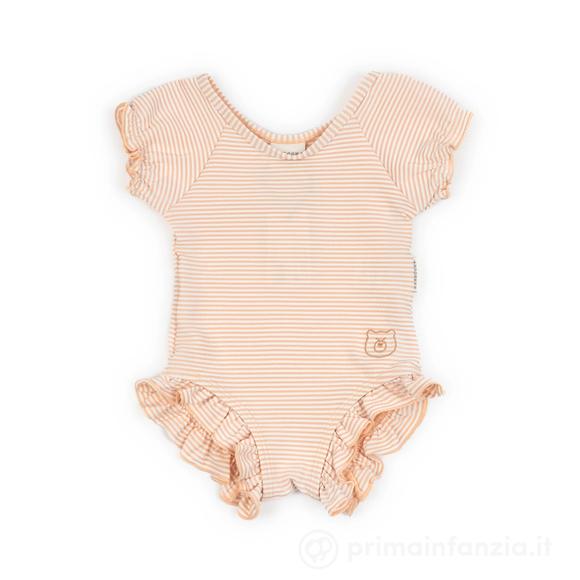 Costume Da Bagno Con Spalle Coperte Pink Stripes Bear