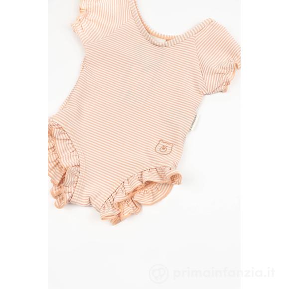 Costume Da Bagno Con Spalle Coperte Pink Stripes Bear