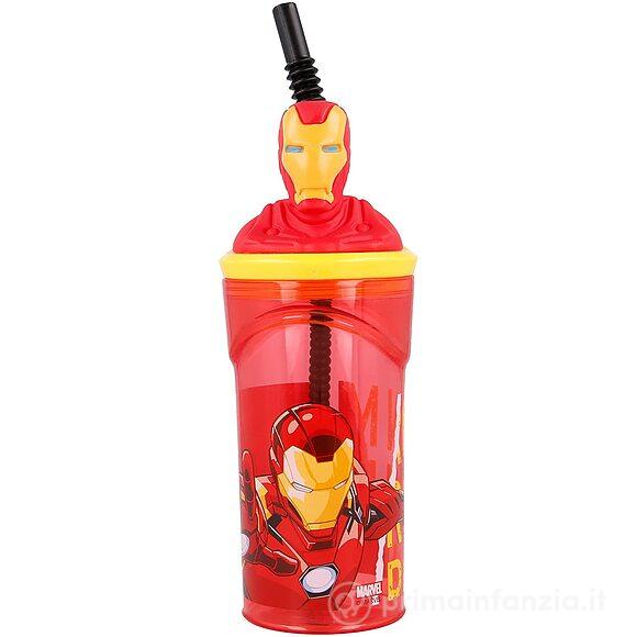 Bicchiere Iron Man con Cannuccia 360 ml