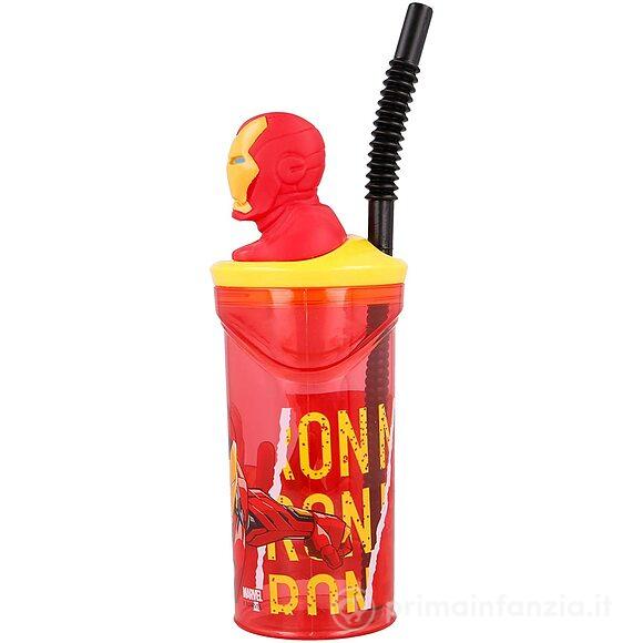 Bicchiere Iron Man con Cannuccia 360 ml