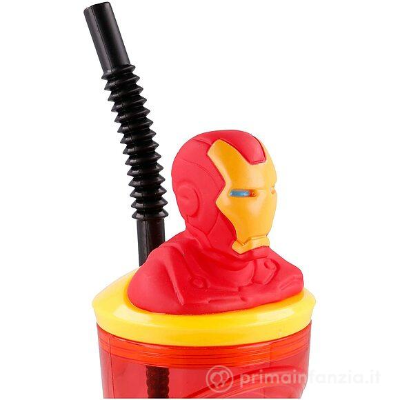 Bicchiere Iron Man con Cannuccia 360 ml