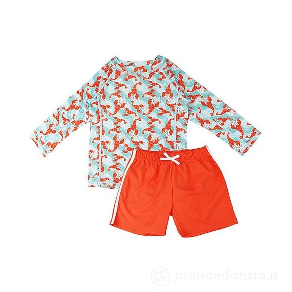 Set Bimbo 2 Pezzi - Maglia Proteggi Raggi + Costume da Bagno a Pantaloncino – Logan l’Aragosta UPF 50+
