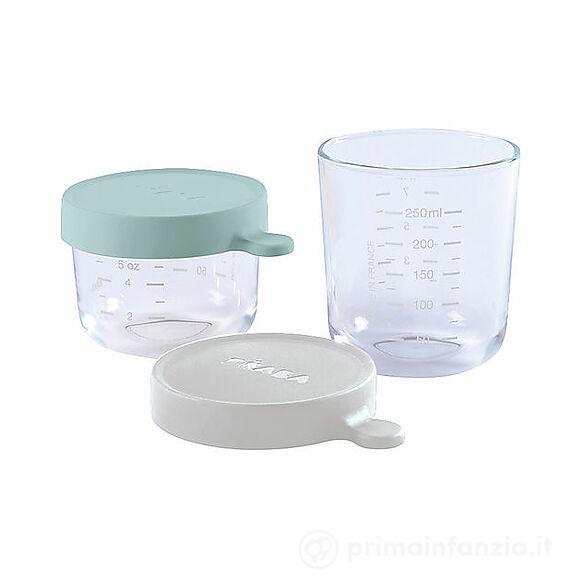 Set 2 Contenitori Graduati in Vetro  Con Tappo Ermetico