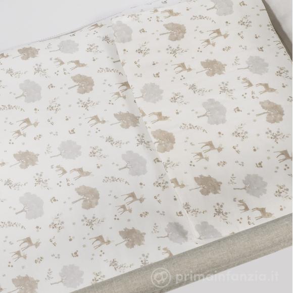 Piumino Per Culla + Lenzuolo Con Angoli + Cuscino 90x50 Cm Nara