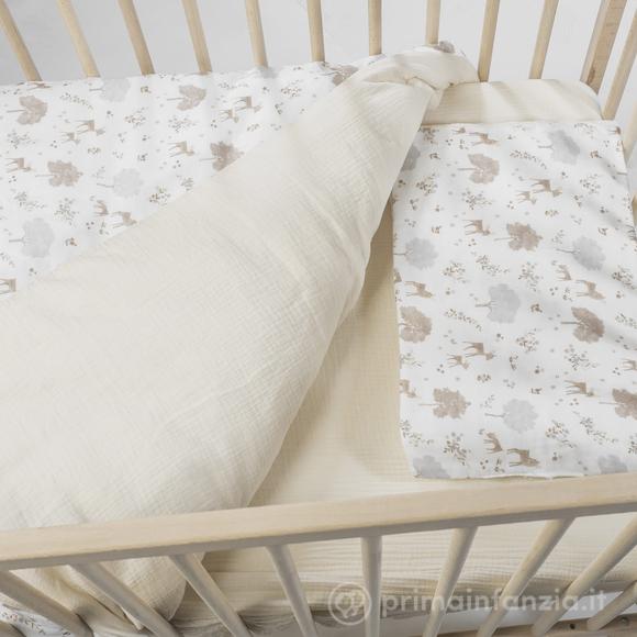 Piumino Per Culla + Lenzuolo Con Angoli + Cuscino 120x60 Cm Nara