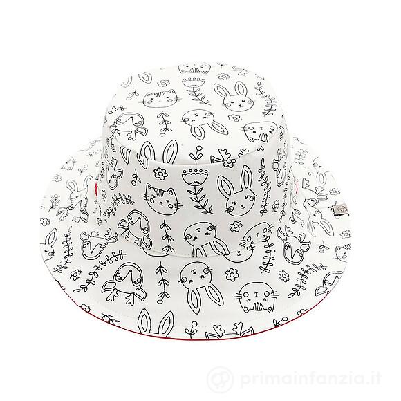 Cappello Estivo Reversibile da Colorare con Pennarelli Coniglietto