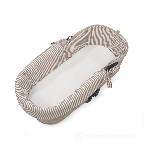 Copertura per navicella dual + lenzuolo con angoli per navicella Praliné Vichy - Righe