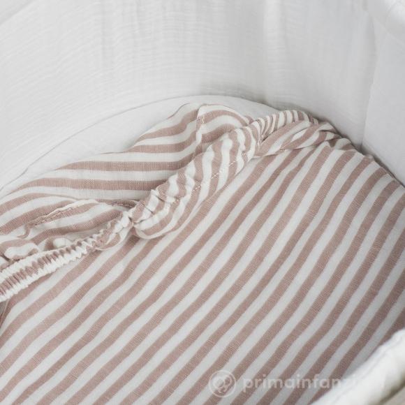 Set/ 2 Lenzuoli con angoli per navicella Praliné Vichy - Righe